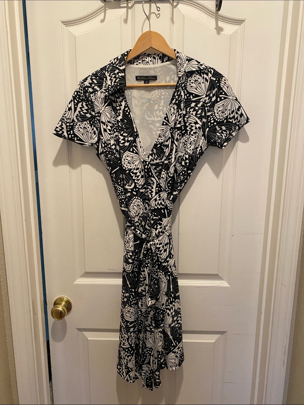 Brooks Brothers Knit Jersey Butterfly Print Wrap Dress- medium